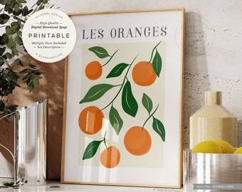 Les Oranges, PRINTABLE Art, Vintage Orange Fruit Market, French Kitchen Dining Room Wall Decor, Digital DOWNLOAD Print Jpg