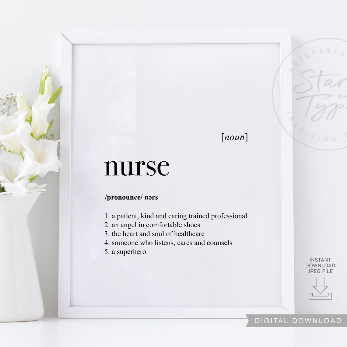 Verpleegkundige definitie afdrukbare kunst verjaardag Etsy