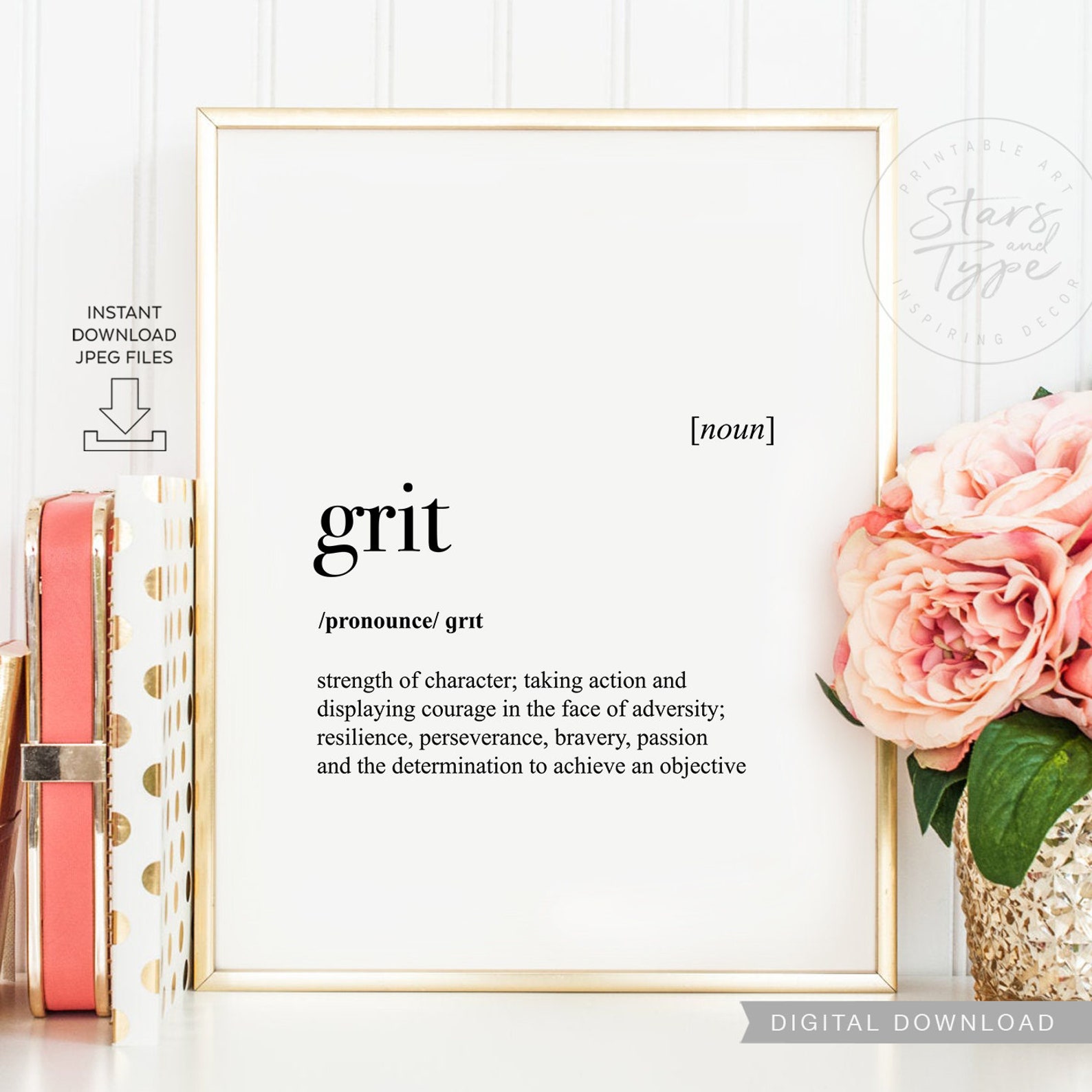 Grit Definition PRINTABLE Art Persistence Determination Etsy