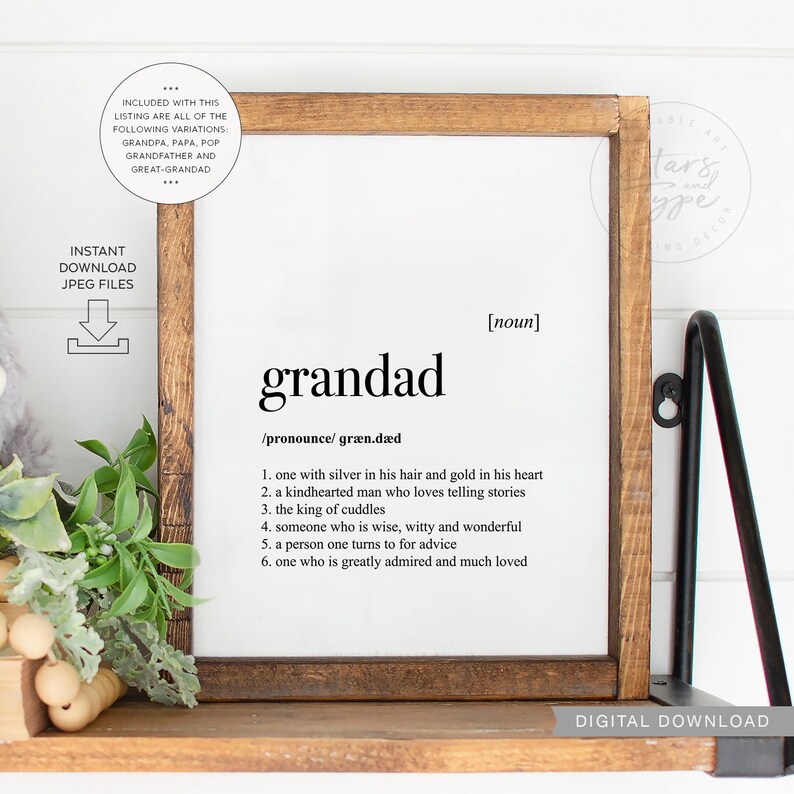 Download Grandad Definition Printable Art Grandfather Grandpa Etsy