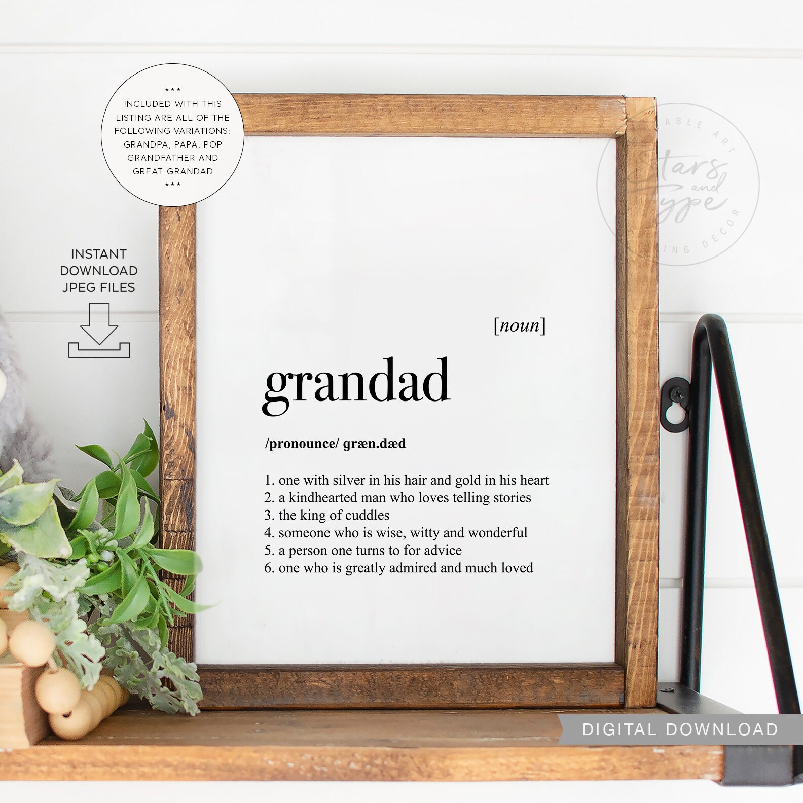Download Grandad Definition Printable Art Grandfather Grandpa Etsy
