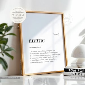Auntie Definition, PRINTABLE Art Gift for Aunt, Mothers Day Gift, Special Aunty Quote, Dictionary Meaning, Digital DOWNLOAD Print Jpg