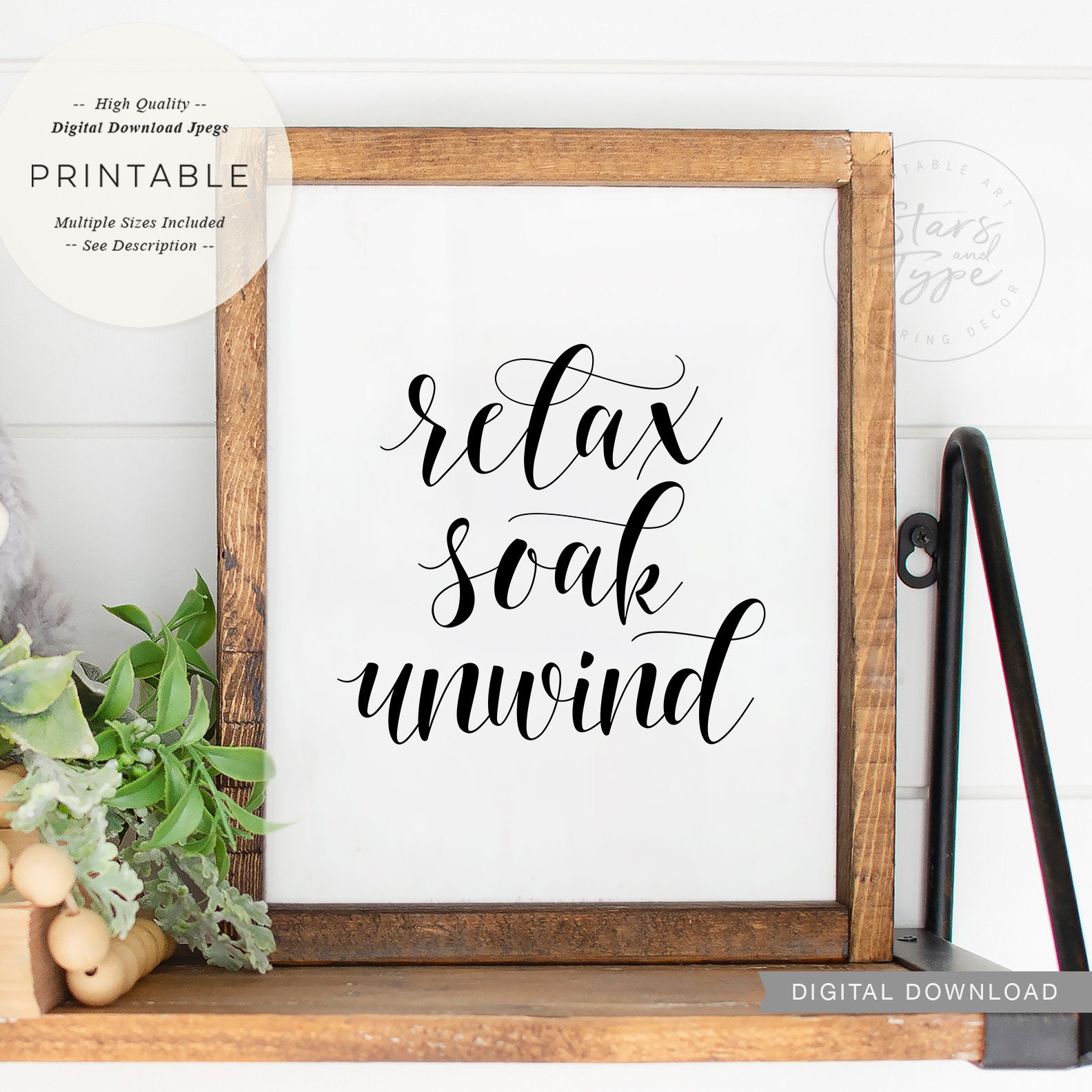Relax Soak Unwind Bathroom Decor PRINTABLE Wall Art Spa - Etsy UK