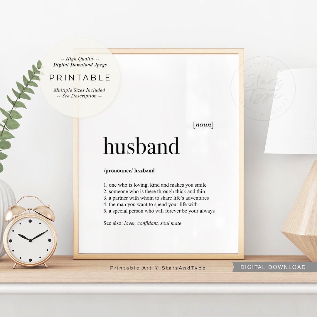 Husband Definition PRINTABLE Art Wedding Anniversary Couples - Etsy UK