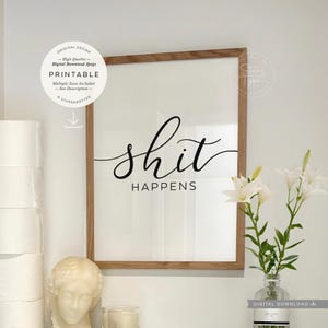 Shit Happens, afdrukbare muurkunst, toilet citaat, badkamer decor, digitale DOWNLOAD print jpg