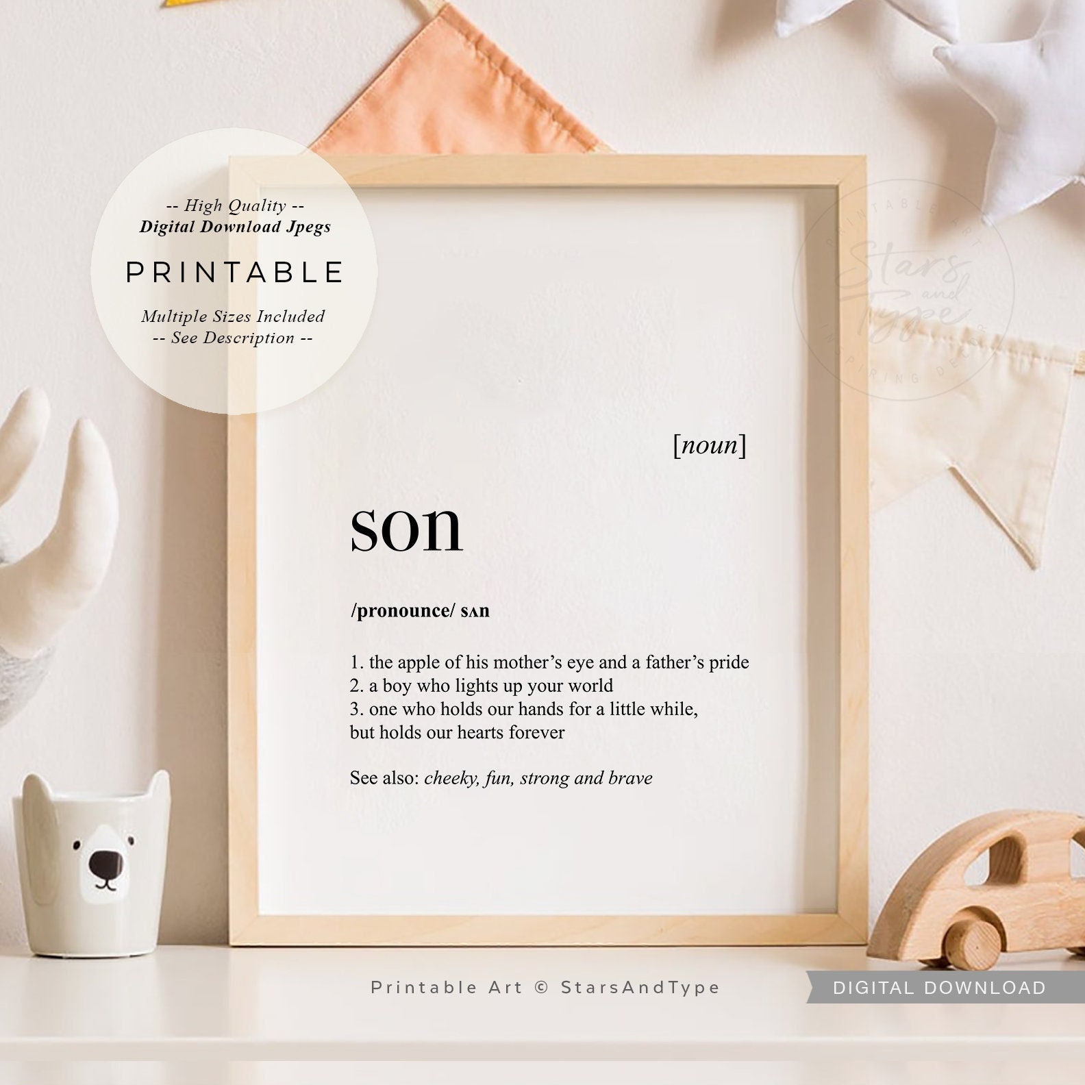 Son Definition PRINTABLE Art Special Gift for A Boy Son Etsy UK