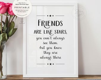 Friends Are Like Stars PRINTABLE Art, Friendship Bestie Quote Gift, Digital DOWNLOAD Print Jpg
