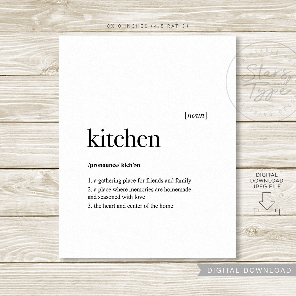Kitchen Dictionary Definition Meaning PRINTABLE Art Etsy