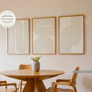 Geometric Arches, PRINTABLES Art Trio, Minimalist Mid Century Decor, Digital DOWNLOAD Print Jpgs