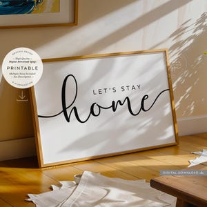 Restons à la maison, art mural à imprimer, décoration de citation maison familiale, cadeau de pendaison de crémaillère pour casanier, téléchargement numérique impression Jpg
