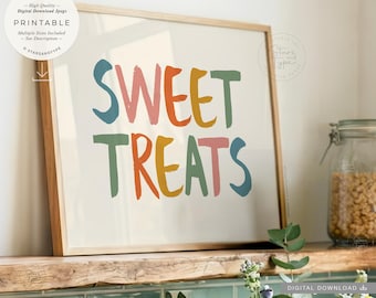 Sweet Treats, PRINTABLE Art, Mid Century Modern Typographic Kitchen Decor, Digital DOWNLOAD Print Jpg