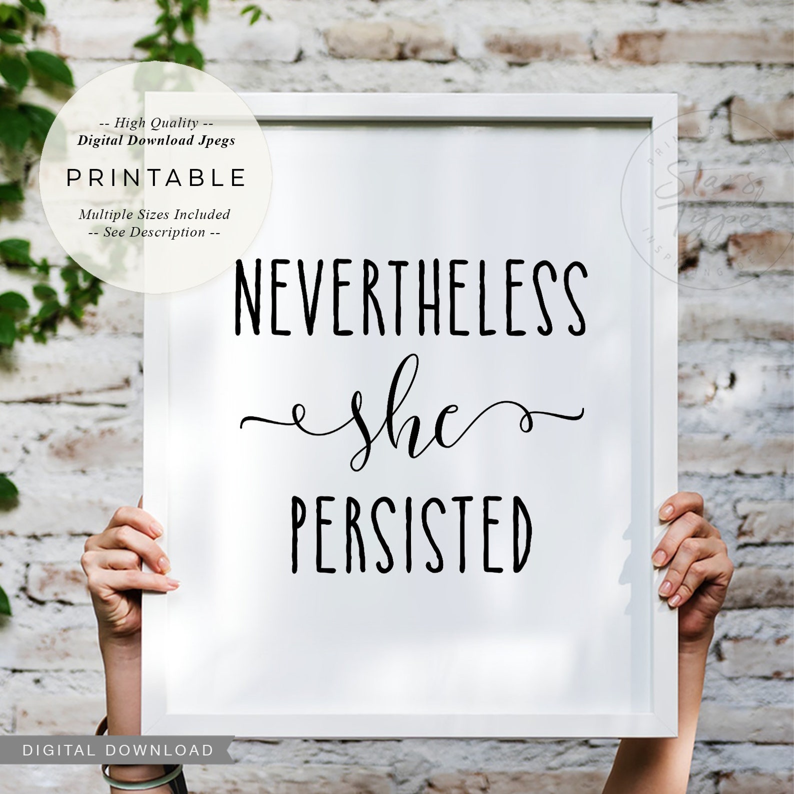Nevertheless She Persisted PRINTABLE Wall Art Motivational | Etsy UK