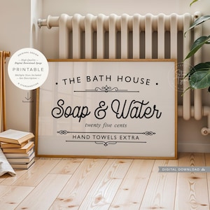 Soap And Water, PRINTABLE Wall Art, Bathroom Vintage Retro Decor, Horizontal  Landscape, Digital DOWNLOAD Print Jpg