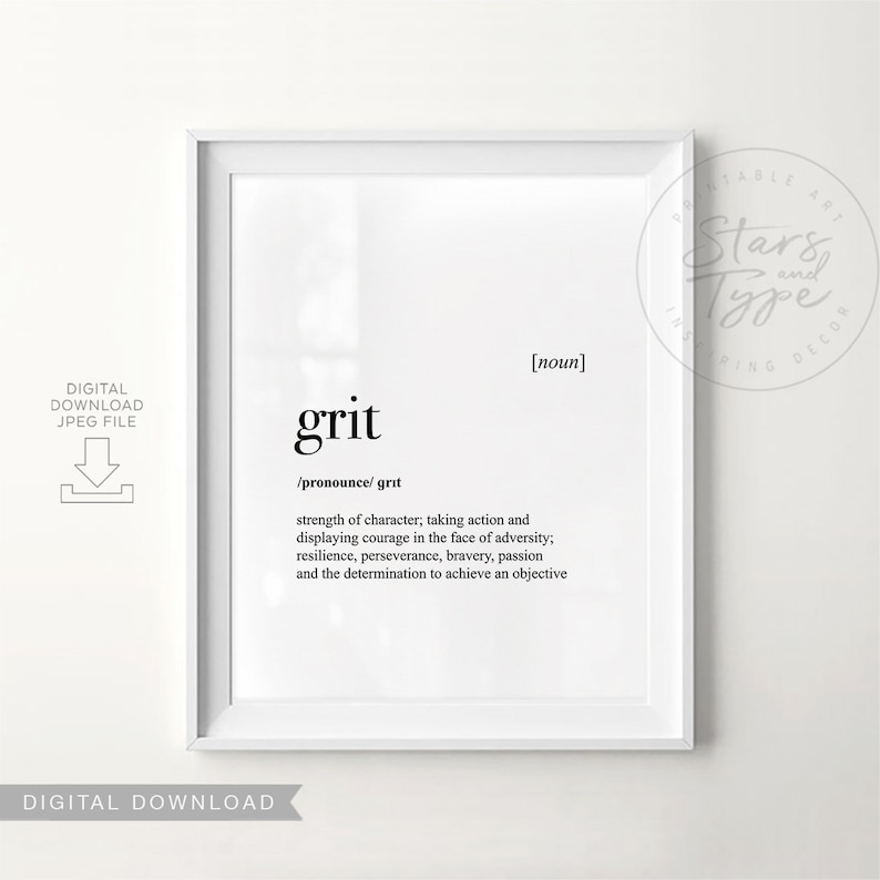 Grit Definition PRINTABLE Art Persistence Determination Etsy