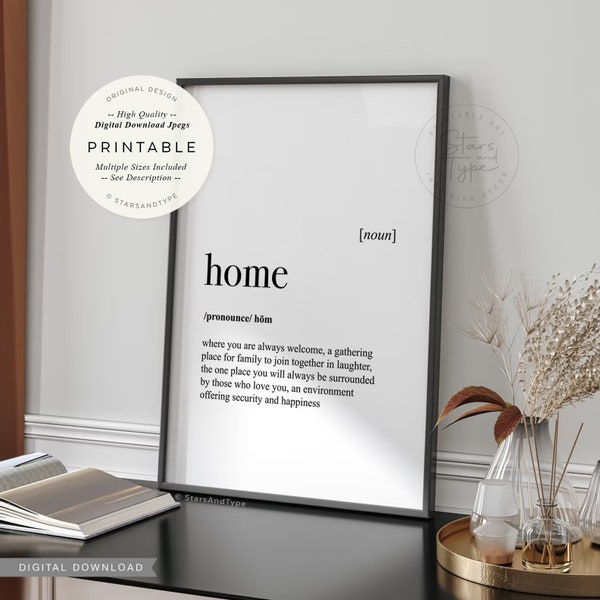Home Definition, PRINTABLE Art, Dictionary Meaning, Housewarming Gift, Home Quote Decor, Digital DOWNLOAD Print Jpg