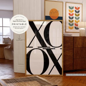 XOXO, Kisses Typografie, DRUCKBARE Wandkunst, X und O Schwarzweißschönheit Schlafzimmerdekor, Digitaler DOWNLOAD Druck Jpg