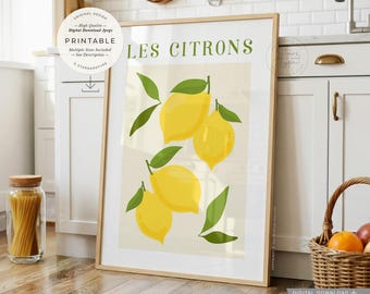 Les Citrons, PRINTABLE Art, Vintage Lemons French Kitchen Decor, Digital DOWNLOAD Print Jpg