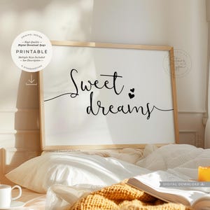 Sweet Dreams, PRINTABLE Wall Art, Above Bed Bedroom Decor, Sleep Quote, Couples Goodnight Wishes, Digital DOWNLOAD Print Jpg