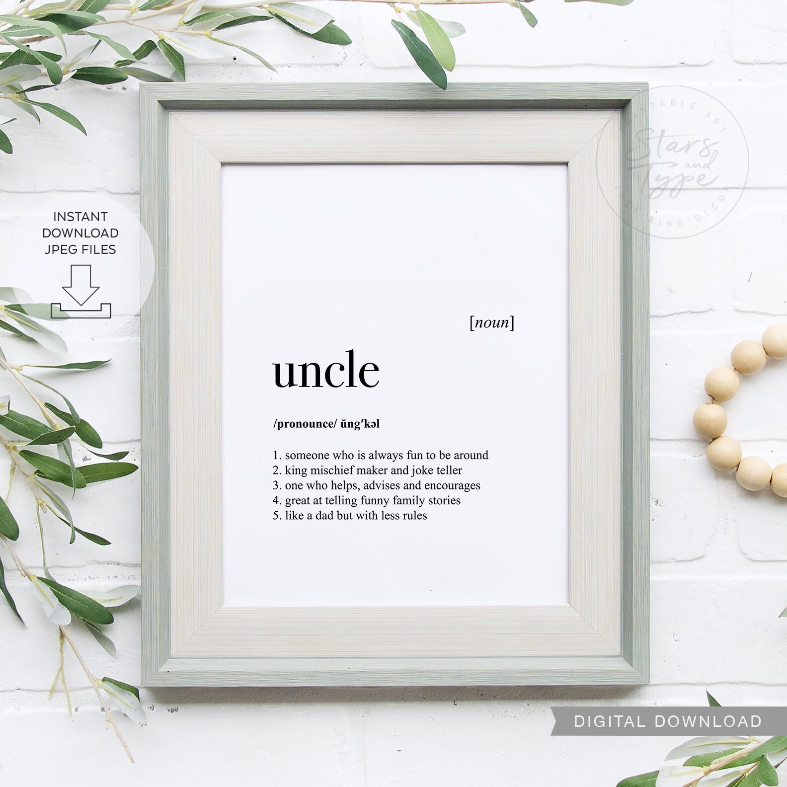 Uncle Definition PRINTABLE Art Gift for Special Uncle Etsy UK
