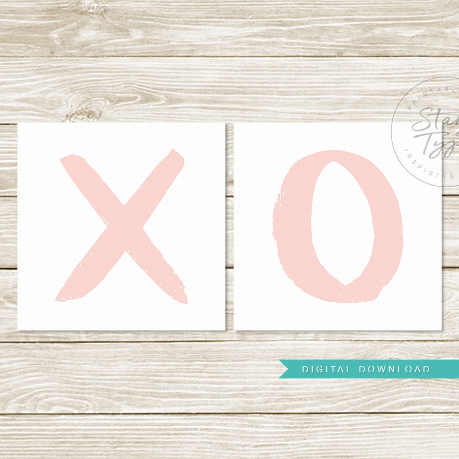 XO Kisses X O PRINTABLE Wall Art Set of 2 Blush Pink Color Etsy