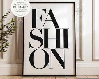 Fashion Typography PRINTABLE Art, Black and White Word Letters Decor, Digital DOWNLOAD Print Jpgs
