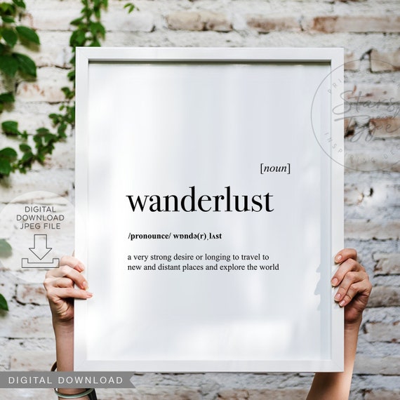 Wanderlust Dictionary Definition Meaning Printable Art Etsy