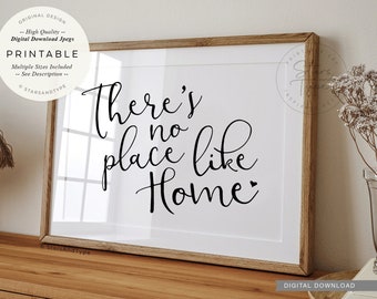 Theres no place like home, PRINTABLE Wall Art, Entry Way Hallway Living Room Decor, Housewarming Gift, Horizontal Digital DOWNLOAD Print Jpg