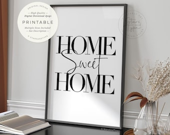 Home Sweet Home, PRINTABLE Wall Art, Family Home Decor, Welcome Sign, Housewarming Gift, Digital DOWNLOAD Print Jpg