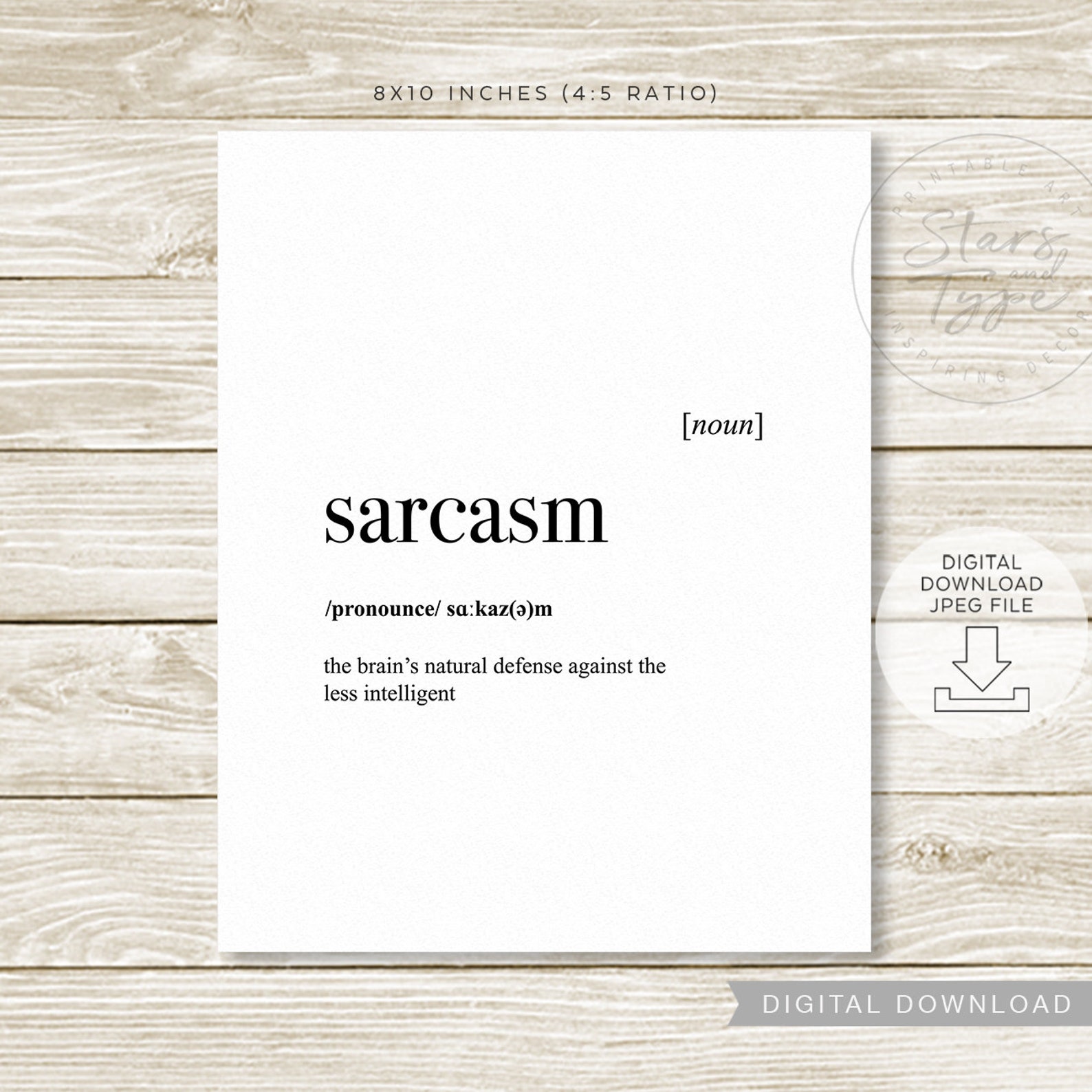 Sarcasm Dictionary Definition Meaning PRINTABLE Art Funny Etsy