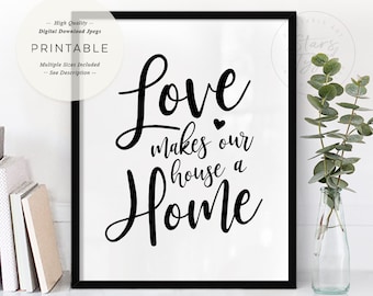 Love Makes Our House A Home, DRUCKBARE Wandkunst, Zitat für Hauszeichen, Einweihungsgeschenk, Home Decor, Digital DOWNLOAD Print Jpegs