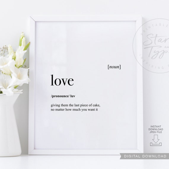 Love Dictionary Definition Meaning PRINTABLE Art Love Quotes Etsy