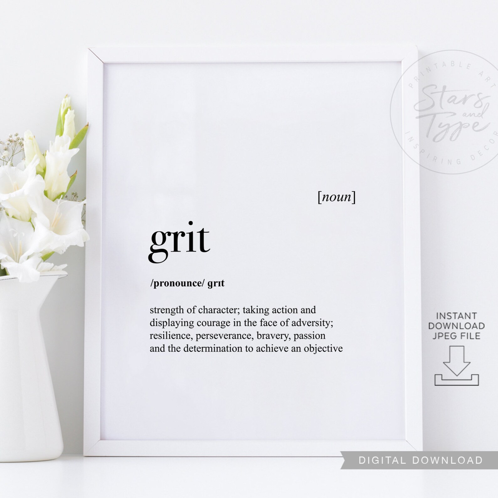 Grit Definition PRINTABLE Art Persistence Determination Etsy