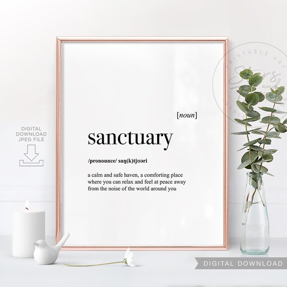 Sanctuary Dictionary Definition Meaning Printable Art Home Etsy