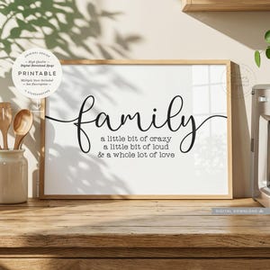 Family A Little Bit Crazy, PRINTABLE Wall Art Decor, Digital DOWNLOAD Print Jpg