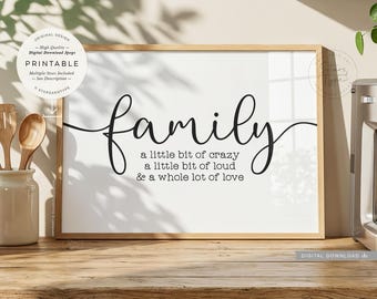 Familia un poco loca, decoración de pared imprimible, descarga digital, impresión Jpg