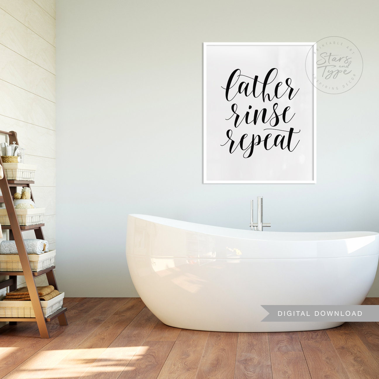 Lather Rinse Repeat Bathroom Decor PRINTABLE Wall Art | Etsy UK