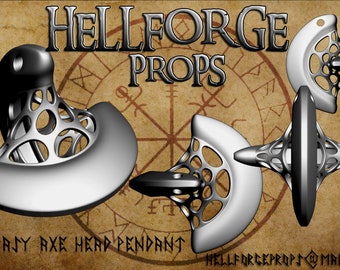 Fantasy Axe Head Pendant Dungeons And Dragons Prop - Sphericon Geometric Jewellery STL File for 3D Printing - FDM SLA