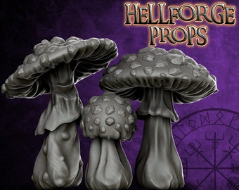 Mushrooms Of The Underdark  28mm 3D Printable Fantasy Fungus - Tabletop Gaming Terrain - Model STL Files For 3D Print