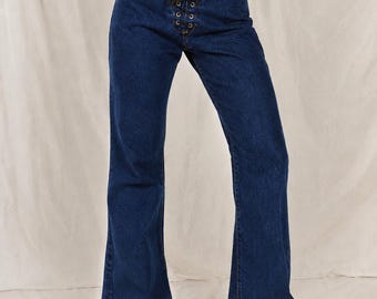 Vintage Paris Blues Y2K Low-Rise Lace-Up Fly Bootcut Jeans Size 9