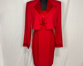 Vintage 90s John Roberts Red Dress and Blazer Size 6