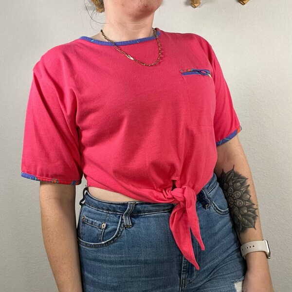 vintage tie front crop top - large main image 1