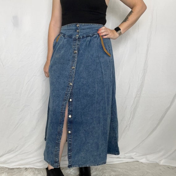 Vintage 90s Royal Wear Long Denim Skirt Size Small - image 4