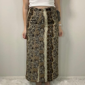 Vintage Maria Gabrielle Animal Print Midi Skirt Size XL