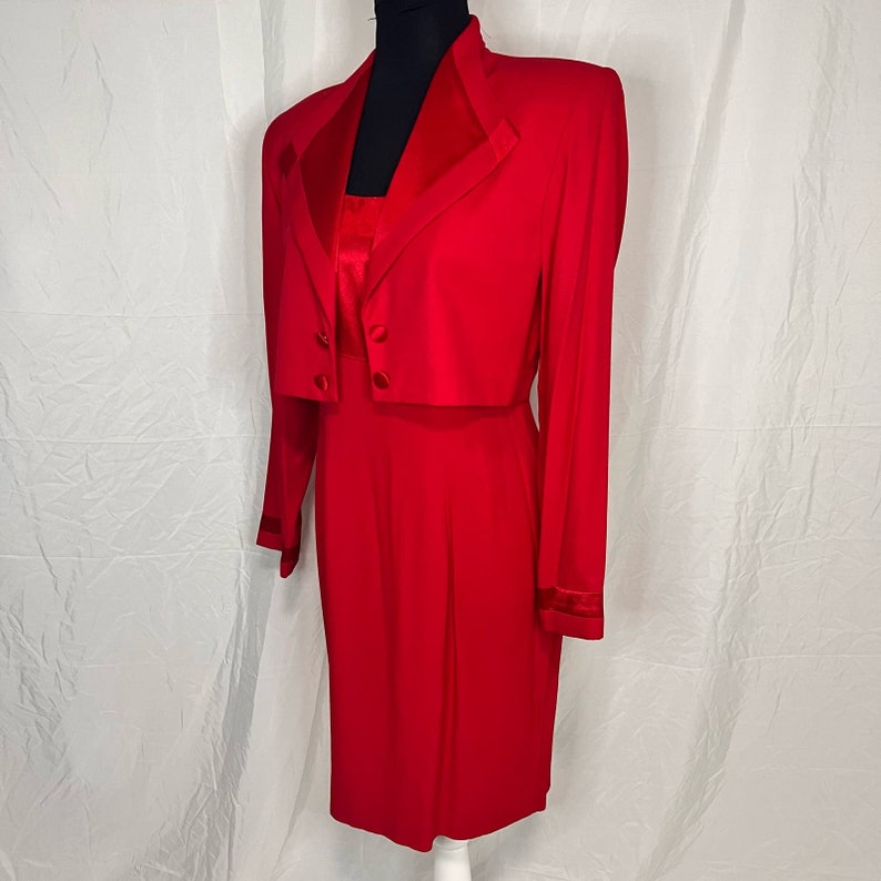 Vintage 90s John Roberts Red Dress and Blazer Size 6 image 3