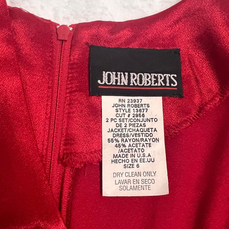 Vintage 90s John Roberts Red Dress and Blazer Size 6 image 6