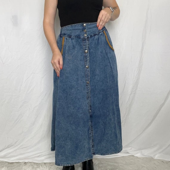 Vintage 90s Royal Wear Long Denim Skirt Size Small - image 3