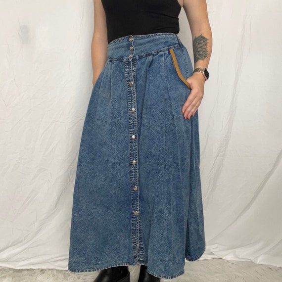 Vintage 90s Royal Wear Long Denim Skirt Size Small - image 2