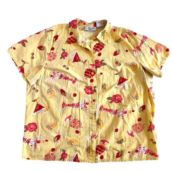 Vintage Victoria Jones Yellow Pink Hawaiian Cockta