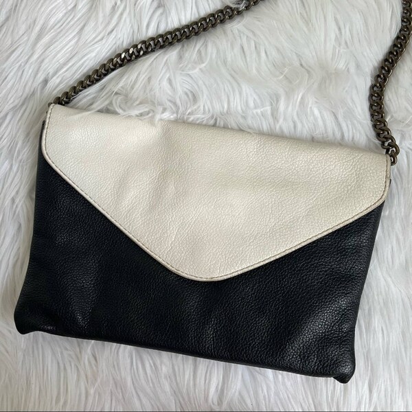 J. Crew Black & Off-White Envelope Shoulder Bag Purse