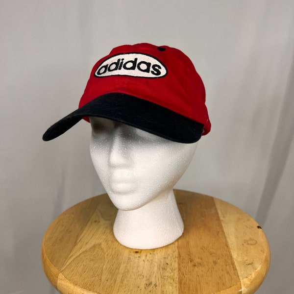 Vintage Adidas Red and Black Logo Hat One-Size